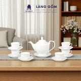  Bộ ấm chén men trắng dung tích 550 - 600 ml 