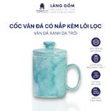  Cốc gốm sứ vân đá tay cầm chữ C có lõi lọc trà, dung tích 350ml 