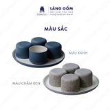  Bộ cốc và đĩa gốm sứ men mát dáng trụ hình trụ không quai 