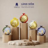  Bình Hút Lộc Công Đào Đuôi Xòe Đắp Nổi Gốm Sứ Bát Tràng – Bình Tụ Lộc Phong Thủy Quà Tặng Cao Cấp 