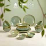  Bộ bàn ăn gia đình men hỏa biến - Màu hoa sương matcha 