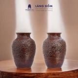  Bình hoa men hỏa biến dáng vò nổi 