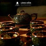  [SẢN PHẨM TẾT 2026] Bộ ấm chén uống trà men hỏa biến màu hoàng kim sa 
