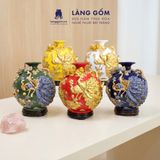  Bình Hút Lộc Công Đào Kênh Bong Đắp Nổi Gốm Sứ Bát Tràng – Bình Tụ Lộc Phong Thủy Quà Tặng Cao Cấp 