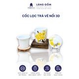  Cốc lọc trà vẽ nổi 3D vẽ tay thủ công cao cấp, dung tích 330ml 
