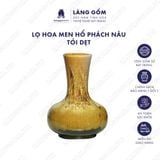  Bình hoa men hỏa biến dáng tỏi dẹt màu hổ phách nâu 