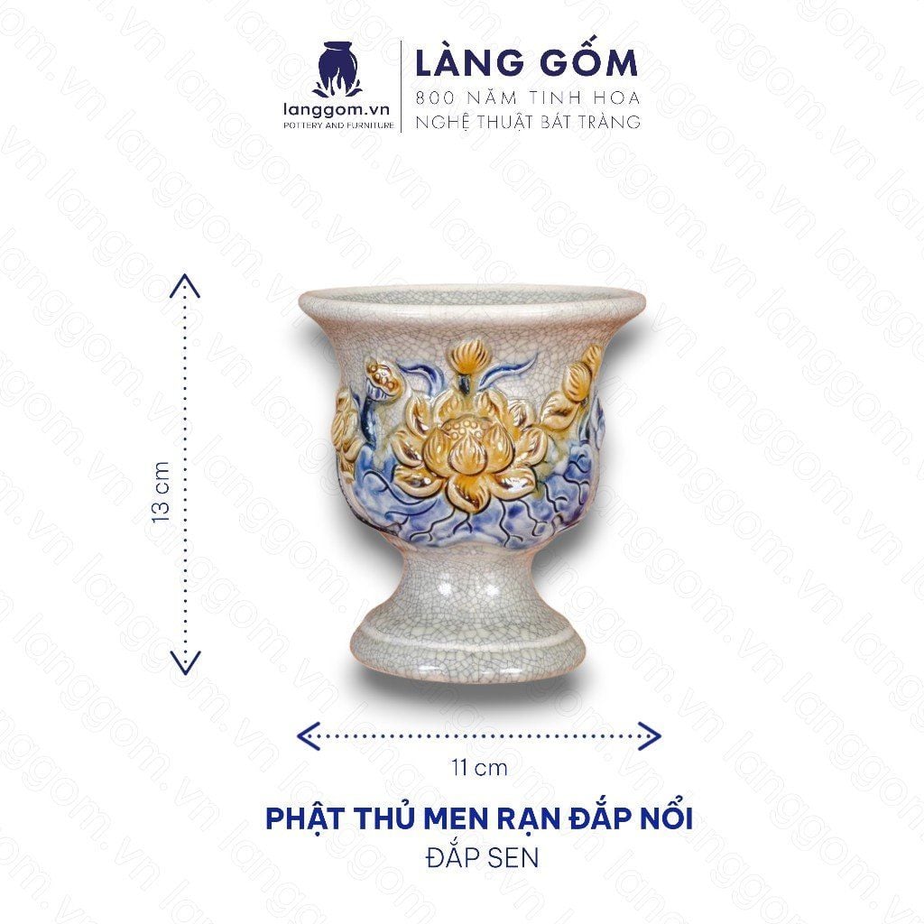  Ly đựng quả phật thủ men rạn 