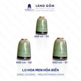  Bình hoa men hoả biến dáng chuông màu hổ phách xanh 