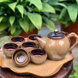  Bộ ấm chén men hỏa biến dáng quả bầu 