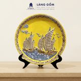  Đĩa Trang Trí Phong Thủy 05 Màu Men Ngũ Hành - Đắp Nổi Thuận Buồm Xuôi Gió Dát Vàng 18K - Quà Tặng Gốm Bát Tràng Cao Cấp 