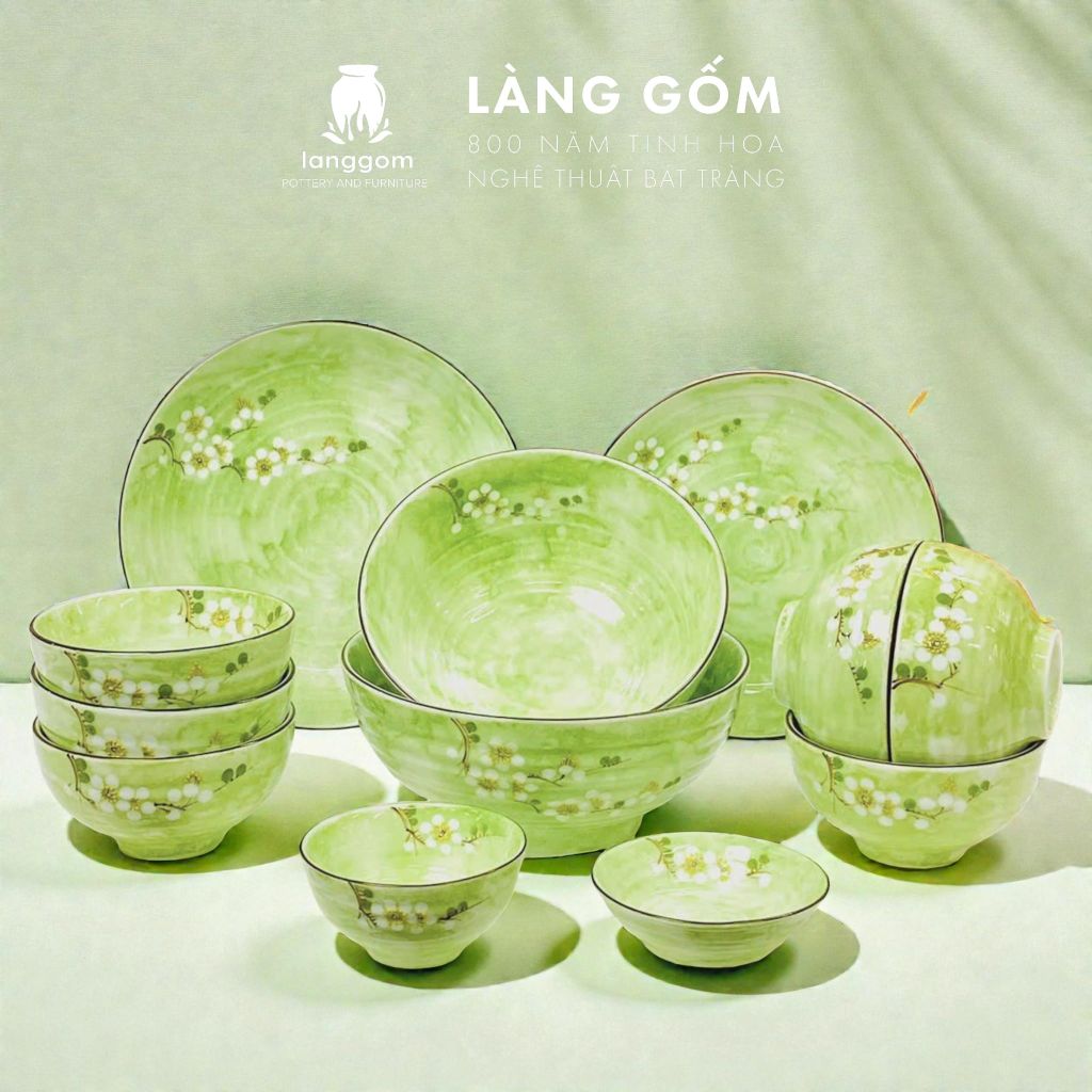  Bộ bàn ăn Bát Tràng màu vân đá 