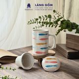  Cốc Sứ Lọc Trà Có Nắp Nhiều Họa Tiết - Cốc Vẽ Tay Thủ Công Cao Cấp - Dung Tích 400ml 