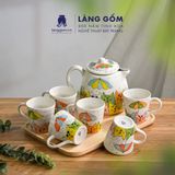  Bộ bình nước gốm sứ Bát Tràng cao cấp họa tiết vẽ tay 