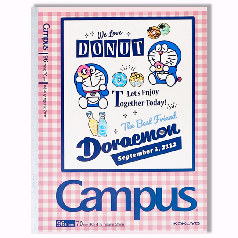 Campus - Tập Học Sinh 96Tr Doraemon A5 Đl100gsm 4 Ô Ly Vuông NB-A5Ol96DOR-01 (Giao mẫu ngẫu nhiên)