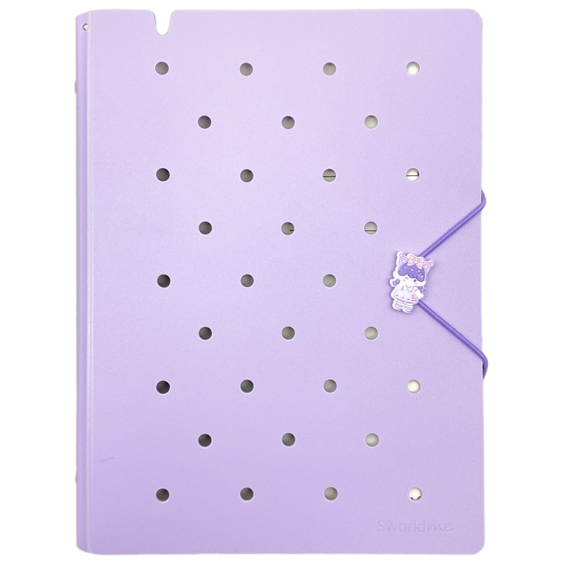 Sworld - Sổ Còng Trang Trí  A5 Bìa Cứng 6 Lỗ Charm Dây Tone Pastel ST6191-PE - Purple