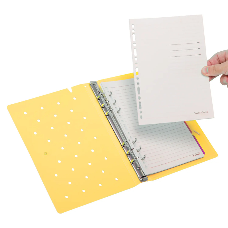 Sworld - Sổ Còng Trang Trí A5 Bìa Cứng 6 Lỗ Charm Dây Tone Pastel - Yellow
