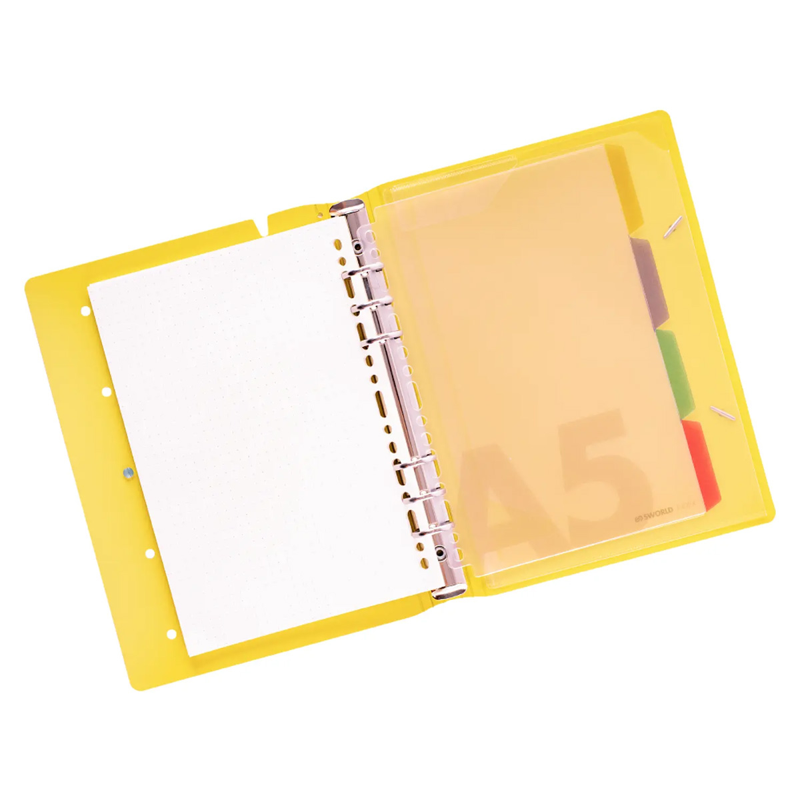 Sworld - Sổ Còng Trang Trí A5 Bìa Cứng 6 Lỗ Charm Dây Tone Pastel - Yellow
