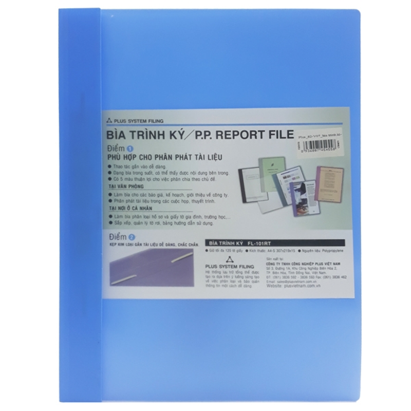 Plus - Bìa Acco Nhựa Report File 82-V07 - Xanh Dương Nhạt