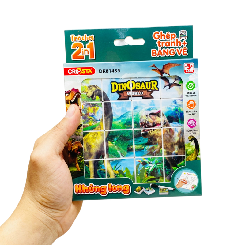 Trò Chơi 2 in 1 Ghép Tranh + Bảng Vẽ Khủng Long Dk81435
