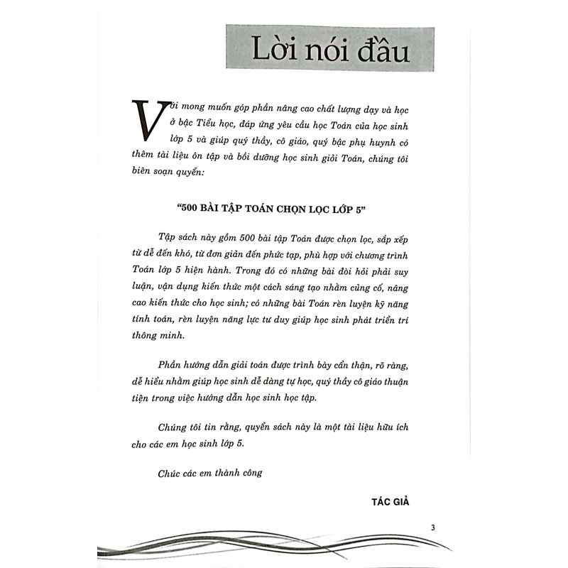 500 Bài Tập Toán Chọn Lọc 5 (Bs Theo Chương Trình Giáo Dục Phổ Thông Mới)