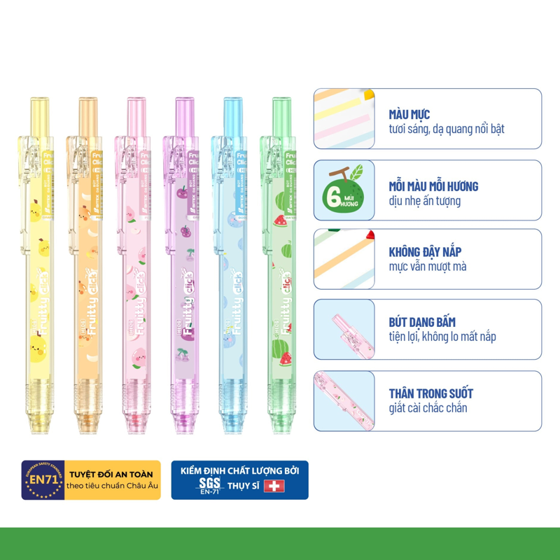 Bitex - Bút Dạ Quang Bấm Fruitty Click HL06 (Giao mẫu ngẫu nhiên)