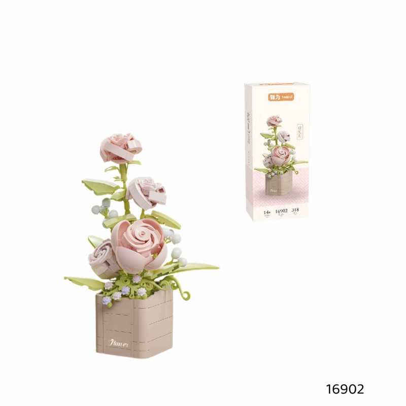 Lắp Ráp Mô Hình Chậu Cây Mini - Hoa Hồng Ánh Trăng Ya Wei-16902