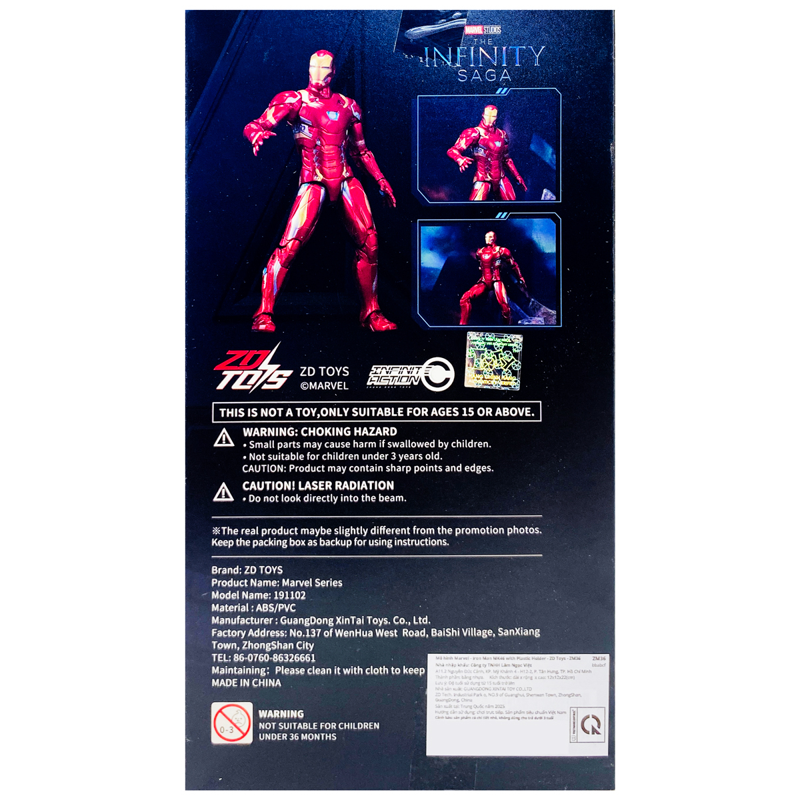 Zd Toys Mô Hình Marvel Iron Man Mk46 With Plastic Holder  Zm36