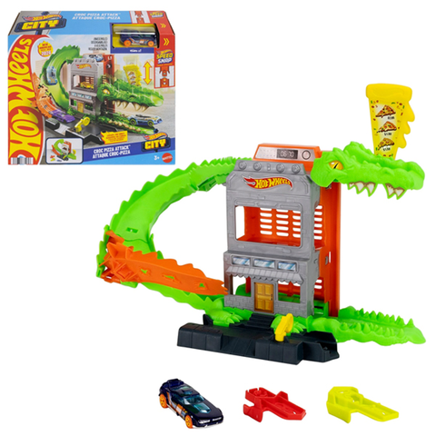 Hot Wheels - Đồ Chơi Mô Hình City Trận Chiến Tiệm Pizza Cá Sấu JHL93/HDR29