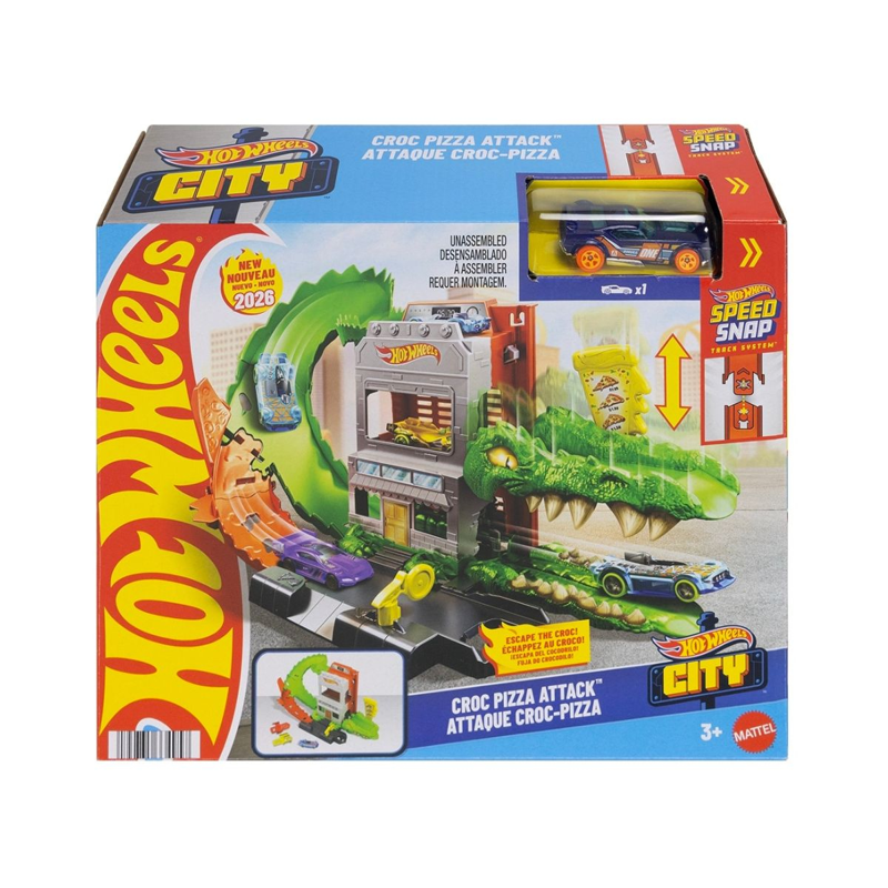 Hot Wheels - Đồ Chơi Mô Hình City Trận Chiến Tiệm Pizza Cá Sấu JHL93/HDR29