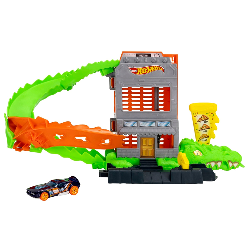 Hot Wheels - Đồ Chơi Mô Hình City Trận Chiến Tiệm Pizza Cá Sấu JHL93/HDR29