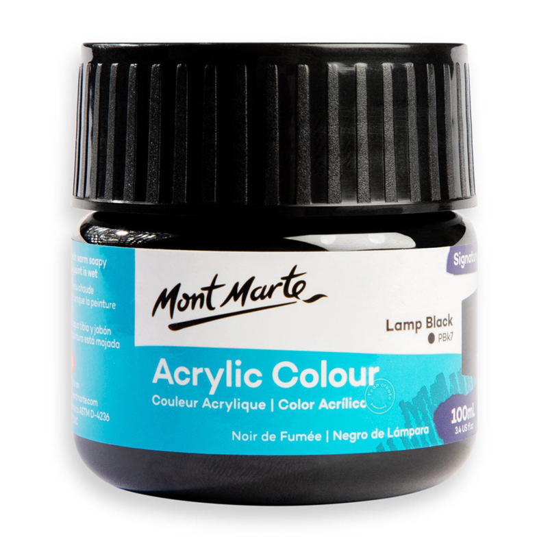 Mont Marte - Màu Vẽ Acrylic 100ml - Lamp Black - MSCH1032