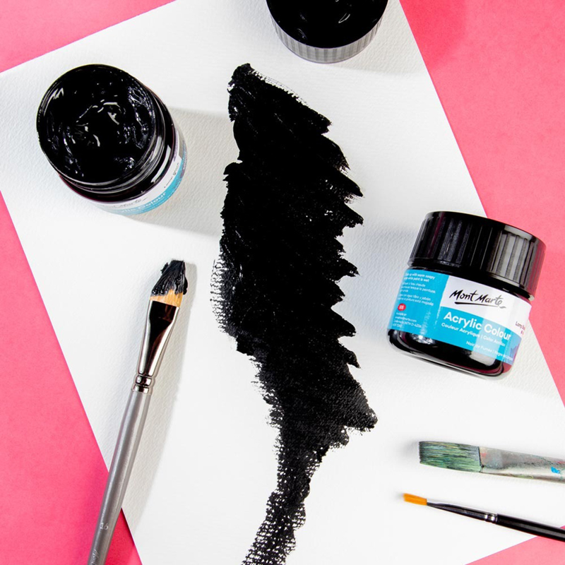 Mont Marte - Màu Vẽ Acrylic 100ml - Lamp Black - MSCH1032