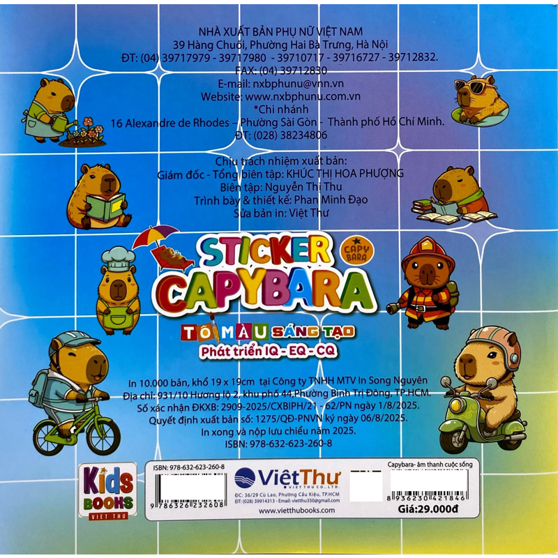 Sticker Capybara - Tô Màu Sáng Tạo Phát Triển IQ EQ CQ - Âm Thanh Cuộc Sống