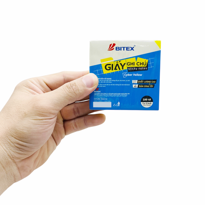 Bitex - Túi Giấy Ghi Chú 100 Tờ 3x3inch SN02 Màu Cyber Vàng