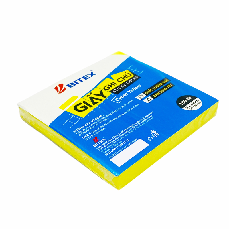 Bitex - Túi Giấy Ghi Chú 100 Tờ 3x3inch SN02 Màu Cyber Vàng