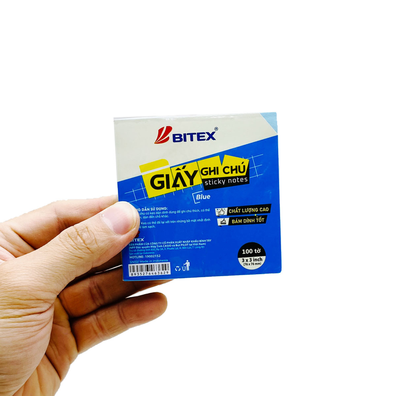 Bitex - Túi Giấy Ghi Chú 100 Tờ 3x3inch SN02 Màu Xanh Dương