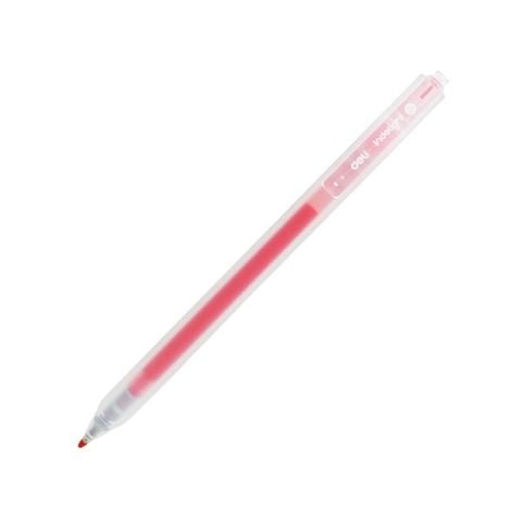 Bút Gel Bấm Deli 0.5mm EG118-RP Màu Hồng Tươi