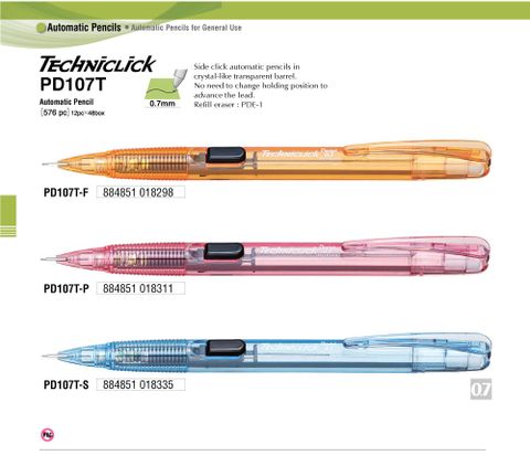 Bút Chì Bấm Pentel TECHNICLICK 0.7mm - PD107T-S - Màu Xanh Da Trời