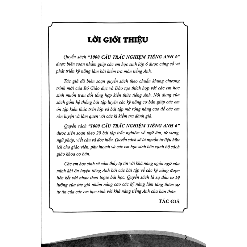 1000 Câu Trắc Nghiệm Tiếng Anh 6 ( Chương Trình Mới )