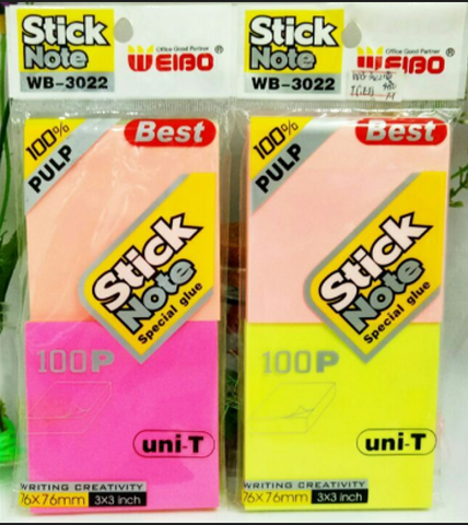 Giấy Note Vuông 7.6*7.6Cm 100 Tờ Wb-3022-2Y H/12 (Thnk098)