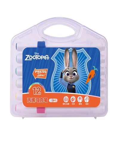 HỘP 12 CÂY VIẾT MÀU VẼ ACRYLIC ZOOTOPIA