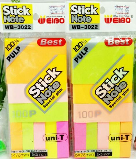 Giấy Note Chữ Nhật 7.6*7.6Cm 100 Tờ Wb-3022-3Y H/12 (Thnk098)