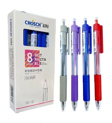 Viết Bi Bấm Chosh 8698 Xanh, Đen, Tím, Đỏ (Giao Mẫu Ngẫu Nhiên)