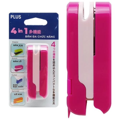 Plus - Bấm Đa Chức Năng 4 In 1 - Màu Hồng 210-V010