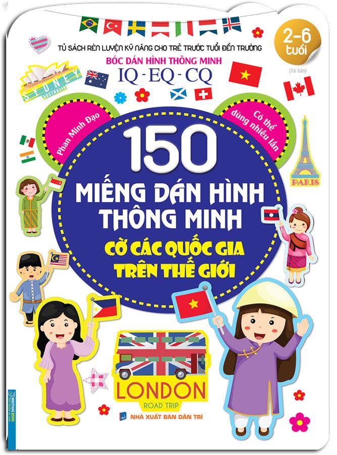 Bóc Dán Hình Thông Minh IQ-EQ-CQ - 150 Miếng Dán Hình Thông Minh - Cờ Các Quốc Gia Trên Thế Giới