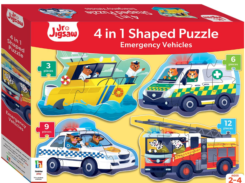 Junior Jigsaw Shaped 4 In 1: Emergency Vehicles