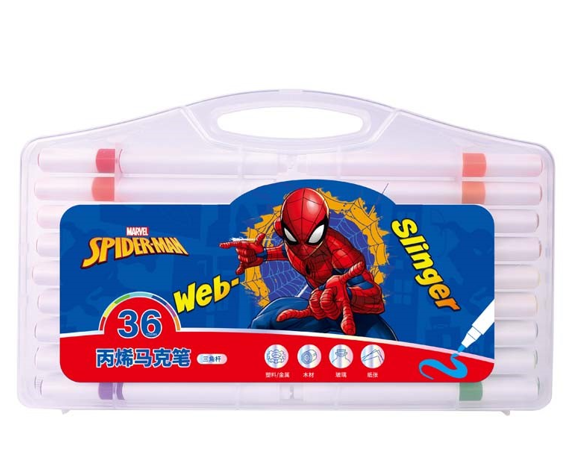 Hộp 36 Cây Viết Lông Màu Acrylic Spiderman