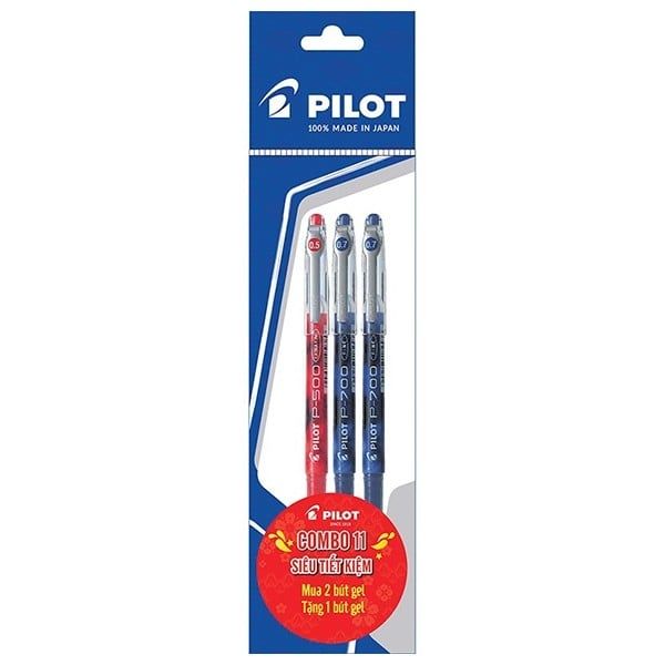 Combo 11: Mua  2 Bút Gel P500 Mực Xanh + Tặng 1 Bút Gel P500 Mực Đỏ