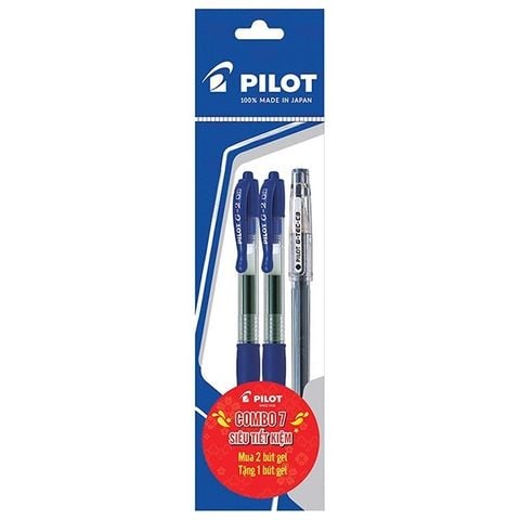 Combo 07:  Mua 2 Bút Gel G-2 Mực Xanh + Tặng 1 Bút Gel G-Tec Mực Xanh
