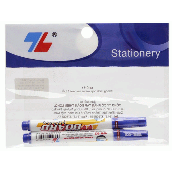 Vỉ 2 Bút Lông Bảng WB-02 - Mực Xanh